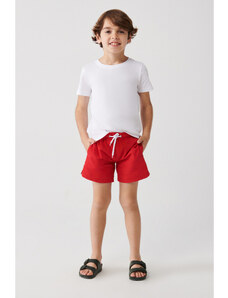 Avva Men's Red Quick Drying Standard Size Plain Children's Special Boxed Swimsuit Swim Shorts