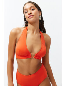 Trendyol Red Triangle Accessorized Bikini Top