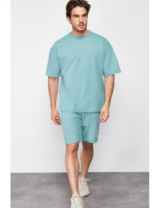 Trendyol Mint Oversize Printed Knitted Pajamas Set