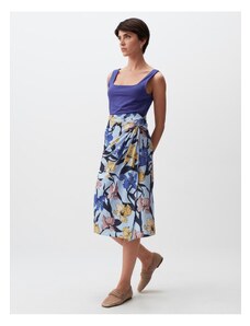 Jimmy Key Light Blue Gathered Detailed Floral Midi Skirt