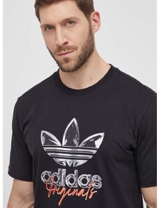 Bavlněné tričko adidas Originals Supply 3-Stripes Short Sleeve Tee černá barva, s potiskem, IS0227