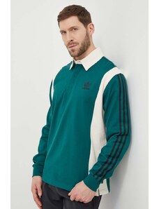 Bavlněné tričko s dlouhým rukávem adidas Originals zelená barva, IU0210