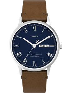 TIMEX | Waterbury hodinky | Hnědá;modrá;stříbrná