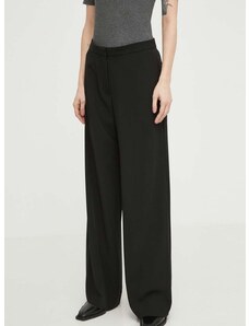 Kalhoty Samsoe Samsoe Collot dámské, černá barva, široké, high waist, F00004121