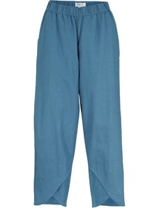 bonprix Lněné kalhoty Loose Fit s pohodlnou pasovkou, délka nad kotníky Modrá