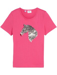 bonprix Dívčí tričko s oboustrannými pajetkami, organická bavlna Pink