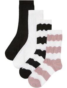 bonprix Ponožky s pleteným vzorem a organickou bavlnou (4 páry) Bílá