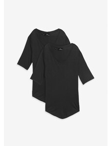 bonprix Viskózové tričko (2 ks v balení) Černá