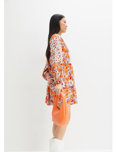 bonprix Tunikové šaty s podílem lnu Oranžová