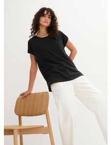 bonprix Volné triko s krajkou, z organické bavlny Černá