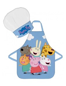 BrandMac Dětská zástěra s kuchařskou čepicí Prasátko Peppa a kamarádi - souprava 2 díly