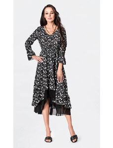 Černé vzdušné dámské šaty s ozdobnou spodní částí Ann Gissy (DLY017)
