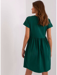 Factory Price Tmavě zelené látkové šaty s netopýřími rukávy (5672-38)