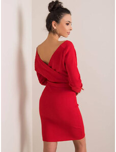 Factory Price Červené dámské šaty s přeloženým obálkovým výstřihem Rue Paris (5297-09)