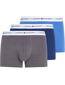 Pánské boxerky 3P TRUNK PRINT UM0UM02768 0W2 modré - Tommy Hilfiger