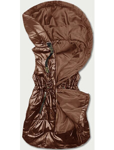 S'WEST Lesklá vesta v karamelové barvě s kapucí (B8131-14)