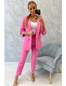 K-Fashion Elegantní souprava saka a kalhot růžové barvy