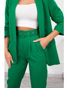 K-Fashion Elegantní sada saka a kalhot zelené barvy