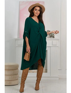 K-Fashion Oversize šaty s výstřihem do V tmavě zelená