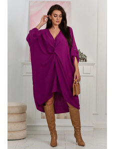 K-Fashion Oversize šaty s výstřihem do V tmavě fialová