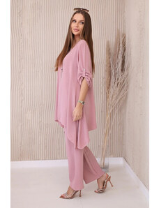 K-Fashion Sada halenky + kalhot s přívěskem pudrově růžová