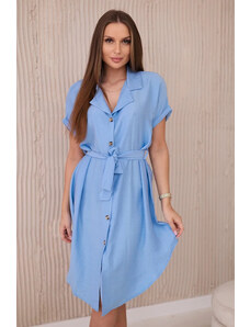 K-Fashion Viskózové šaty se zavazováním v pase modrý