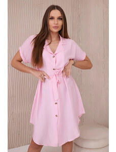 K-Fashion Viskózové šaty se zavazováním v pase světle růžová