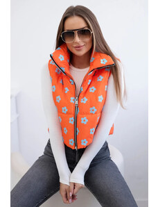 K-Fashion Vesta s drobnými květy pomeranč