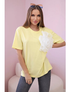 K-Fashion Bavlněná halenka s ozdobným květem žlutý