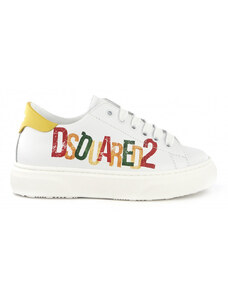 DSQUARED2 TENISKY DSQUARED LOGO LEATHER SNEAKERS LOW LACE UP