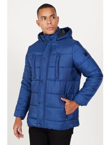 AC&Co / Altınyıldız Classics Men's Blue Standard Fit Normal Cut Standing Collar Padded Outdoor Puffy Coat.