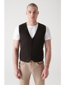 Avva Men's Brown Textured Vest