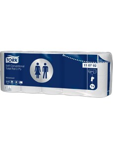 TORK 110792 – Jemný toaletní papír konvenční role T4, 3 vrst, 7 x 10 ks - Karton