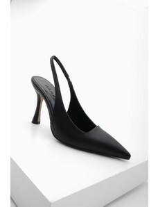 Marjin Women's Pointed Toe Thin Heel Classic Heel Shoes Vedin Black