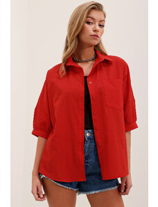 Bigdart 20213 Oversize Short Sleeve Basic Shirt - Red