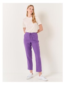 Jimmy Key Purple Normal Leg Normal Waist Weave Linen Trousers.