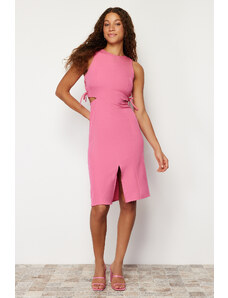 Trendyol Fuchsia Cut Out Detailed Sleeveless Fitted/Fitted Midi Woven Dress