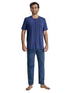 Wadima Pánské pyžamo s krátkým rukávem a dlouhými nohavicemi, 204149 166, tmavě modrá