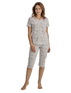 Wadima Dámské pyžamo s krátkým rukávem a 3/4 nohavicemi, 104705 284, béžově šedá