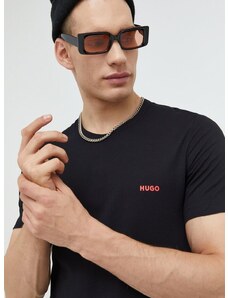 Bavlněné tričko HUGO 3-pack černá barva