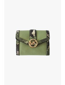 Michael Kors CARMEN medium flap bifold wallet dámská kožená peněženka zelená