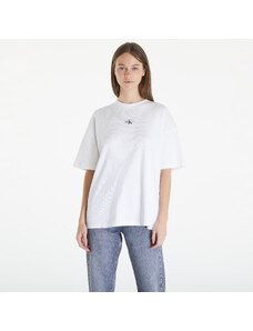 Dámské tričko Calvin Klein Jeans Woven Label Rib Short Sleeve Tee White