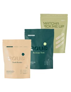 EQUA DUO Sada 3 produktů EQUA Matcha Pick Me Up, Tonic a Youth Booster - zdravé nápoje EQUA pro hydrataci a elasticitu pokožky
