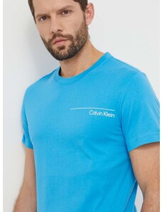 Bavlněné tričko Calvin Klein tyrkysová barva, s potiskem, KM0KM00964