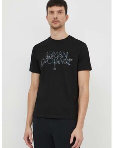 Bavlněné tričko Armani Exchange černá barva, s potiskem, 3DZTJF ZJH4Z