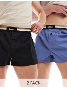 Boss Bodywear 2 pack boxer shorts in blue and black-Multi