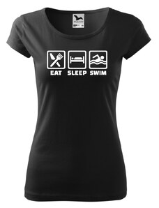 Fenomeno Dámské tričko Eat sleep swim - černé