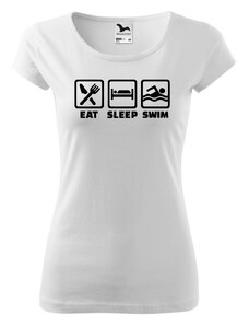 Fenomeno Dámské tričko Eat sleep swim - bílé