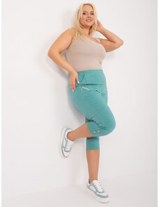 Fashionhunters Mint 3/4 větší kalhoty s elastickým pasem