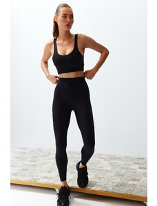 Trendyol Black Brushed Recovery Matte and Soft Fabric Full Length Knitted Sports Leggings